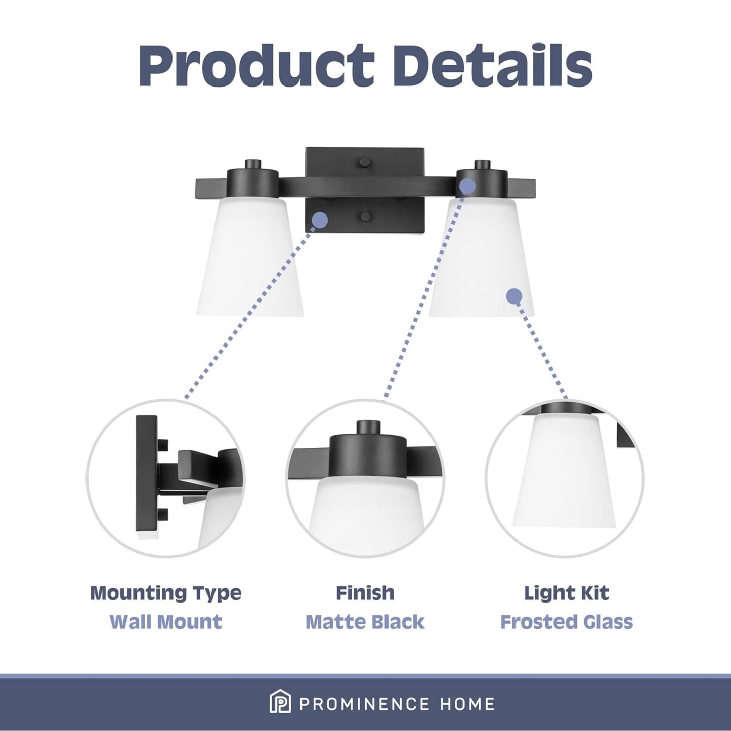 Prominence Home 4 Light Modern Bathroom Vanity Light, Frosted Glass, Matte Black