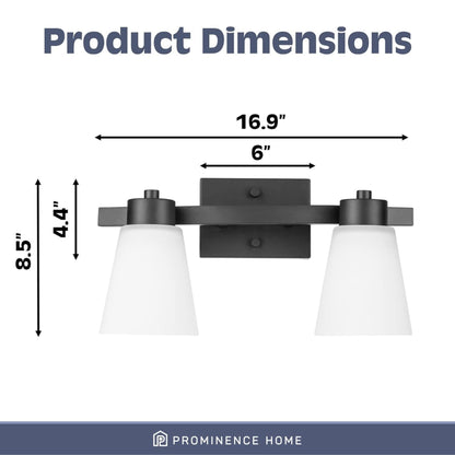 Prominence Home 4 Light Modern Bathroom Vanity Light, Frosted Glass, Matte Black