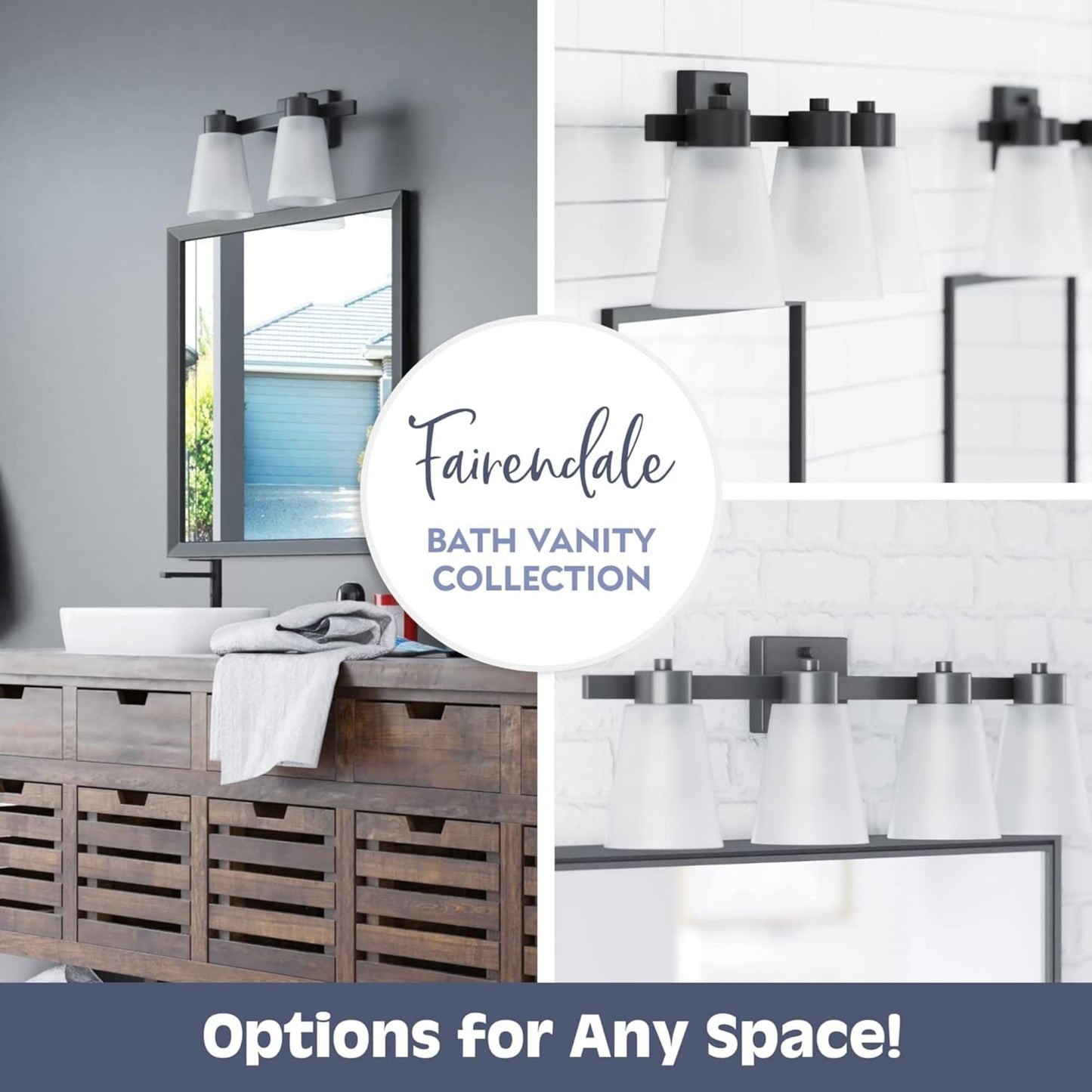 Prominence Home 4 Light Modern Bathroom Vanity Light, Frosted Glass, Matte Black