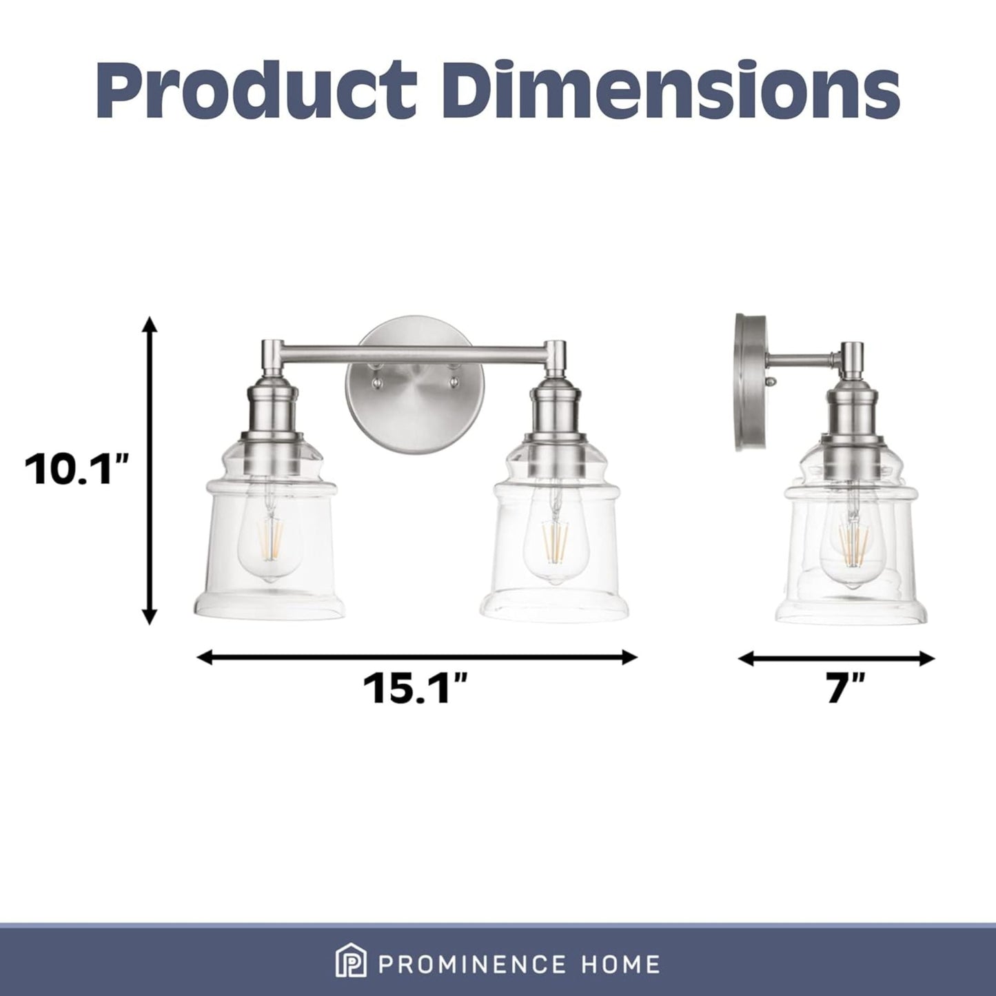 Prominence Home Eaton Ridge 2 Light Industrial Bathroom Vanity, Brushed Nickel