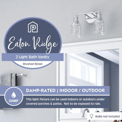 Prominence Home Eaton Ridge 2 Light Industrial Bathroom Vanity, Brushed Nickel
