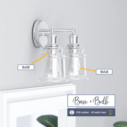 Prominence Home Eaton Ridge 2 Light Industrial Bathroom Vanity, Brushed Nickel