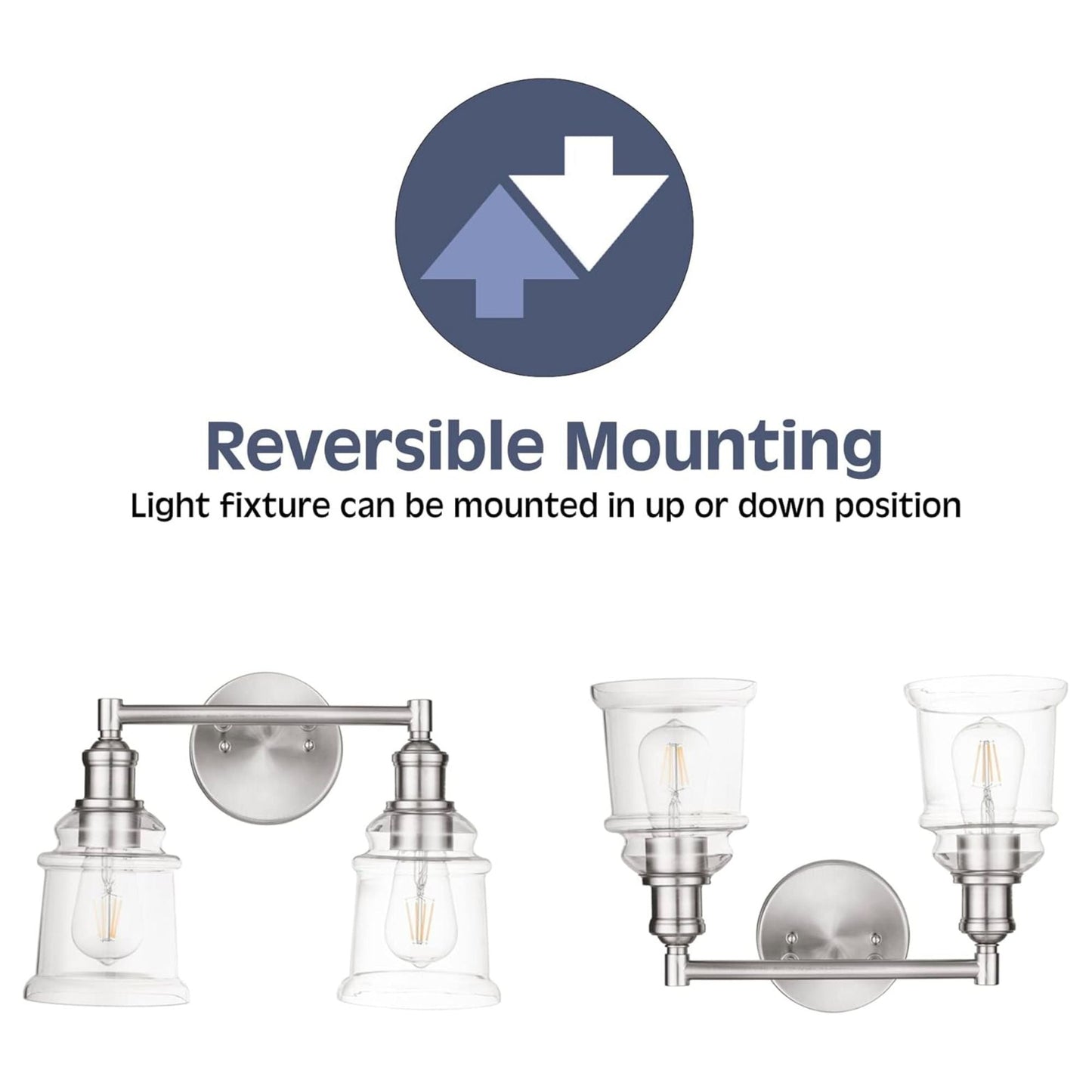 Prominence Home Eaton Ridge 2 Light Industrial Bathroom Vanity, Brushed Nickel