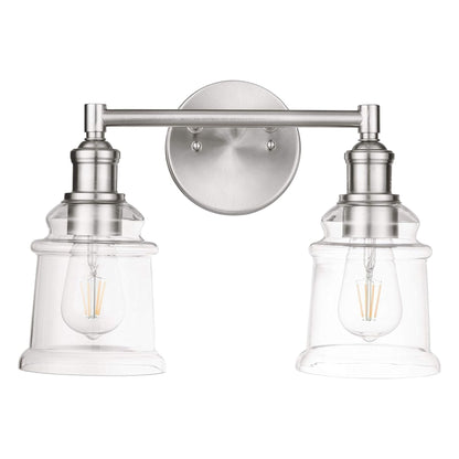 Prominence Home Eaton Ridge 2 Light Industrial Bathroom Vanity, Brushed Nickel