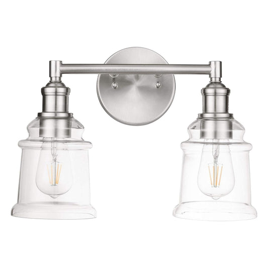 Prominence Home Eaton Ridge 2 Light Industrial Bathroom Vanity, Brushed Nickel