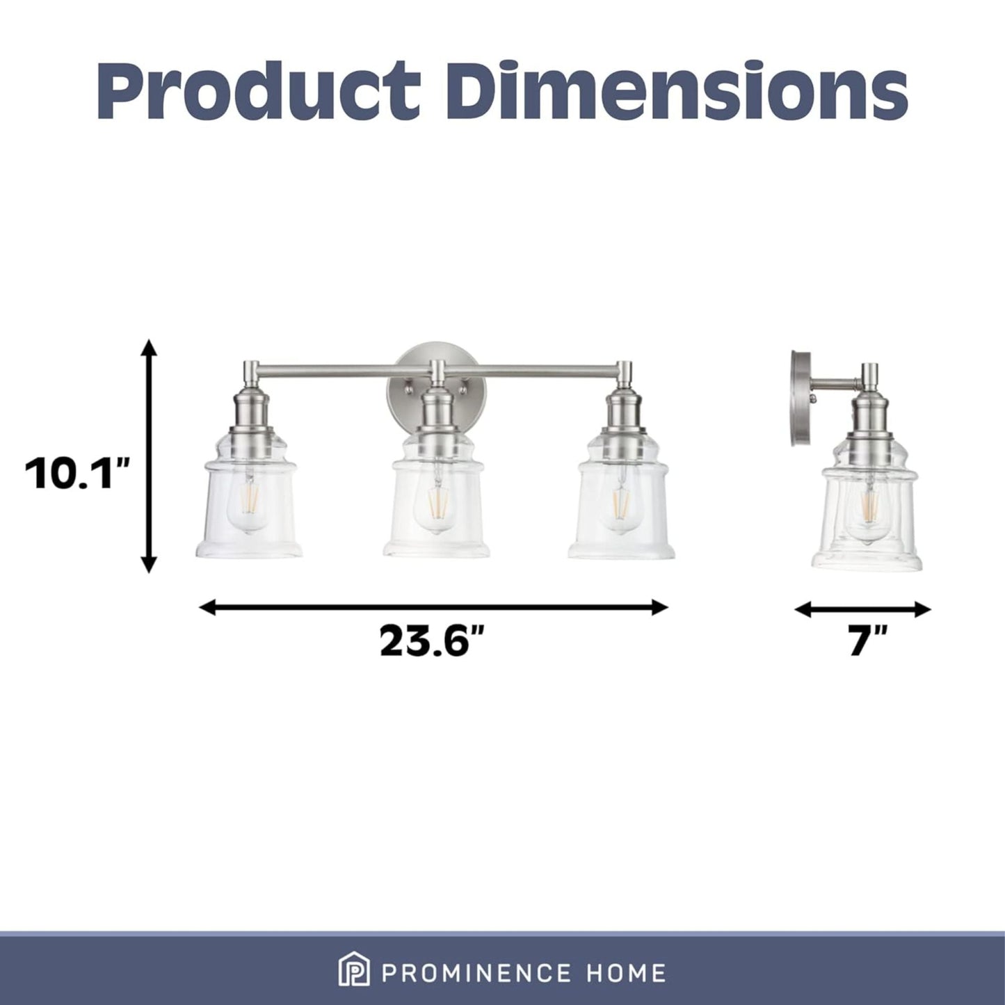 Prominence Home Eaton Ridge 3 Light Industrial Bathroom Vanity, Brushed Nickel