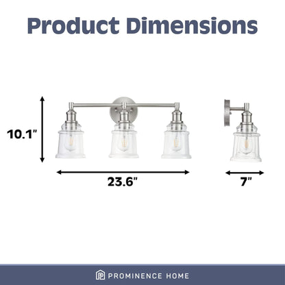 Prominence Home Eaton Ridge 3 Light Industrial Bathroom Vanity, Brushed Nickel