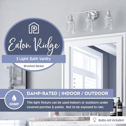 Prominence Home Eaton Ridge 3 Light Industrial Bathroom Vanity, Brushed Nickel