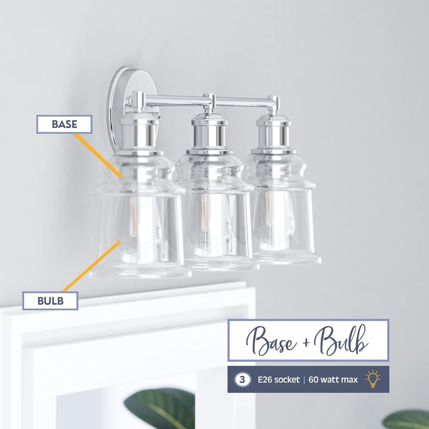 Prominence Home Eaton Ridge 3 Light Industrial Bathroom Vanity, Brushed Nickel