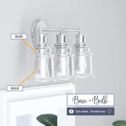 Prominence Home Eaton Ridge 3 Light Industrial Bathroom Vanity, Brushed Nickel