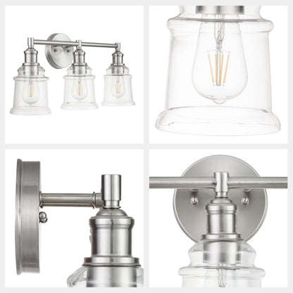 Prominence Home Eaton Ridge 3 Light Industrial Bathroom Vanity, Brushed Nickel