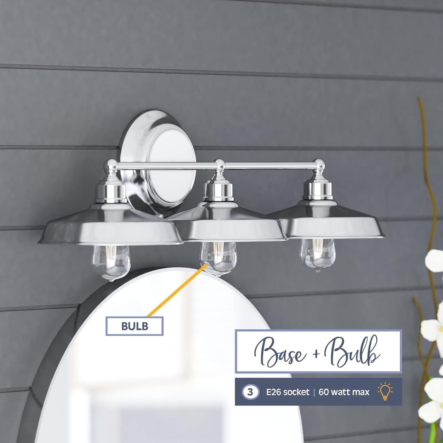 Prominence Home Lyndan 3 Light Industrial Bathroom Vanity Light, Brushed Nickel