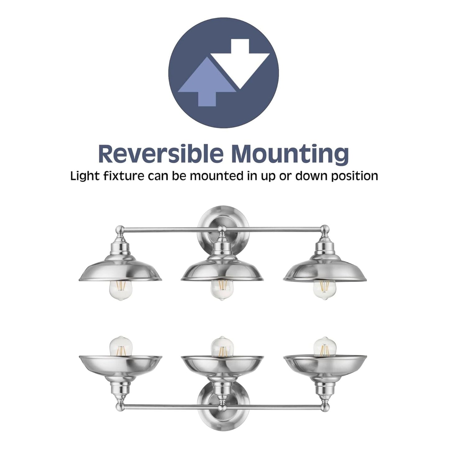 Prominence Home Lyndan 3 Light Industrial Bathroom Vanity Light, Brushed Nickel