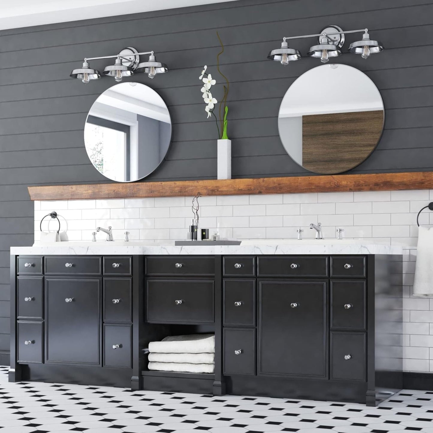 Prominence Home Lyndan 3 Light Industrial Bathroom Vanity Light, Brushed Nickel