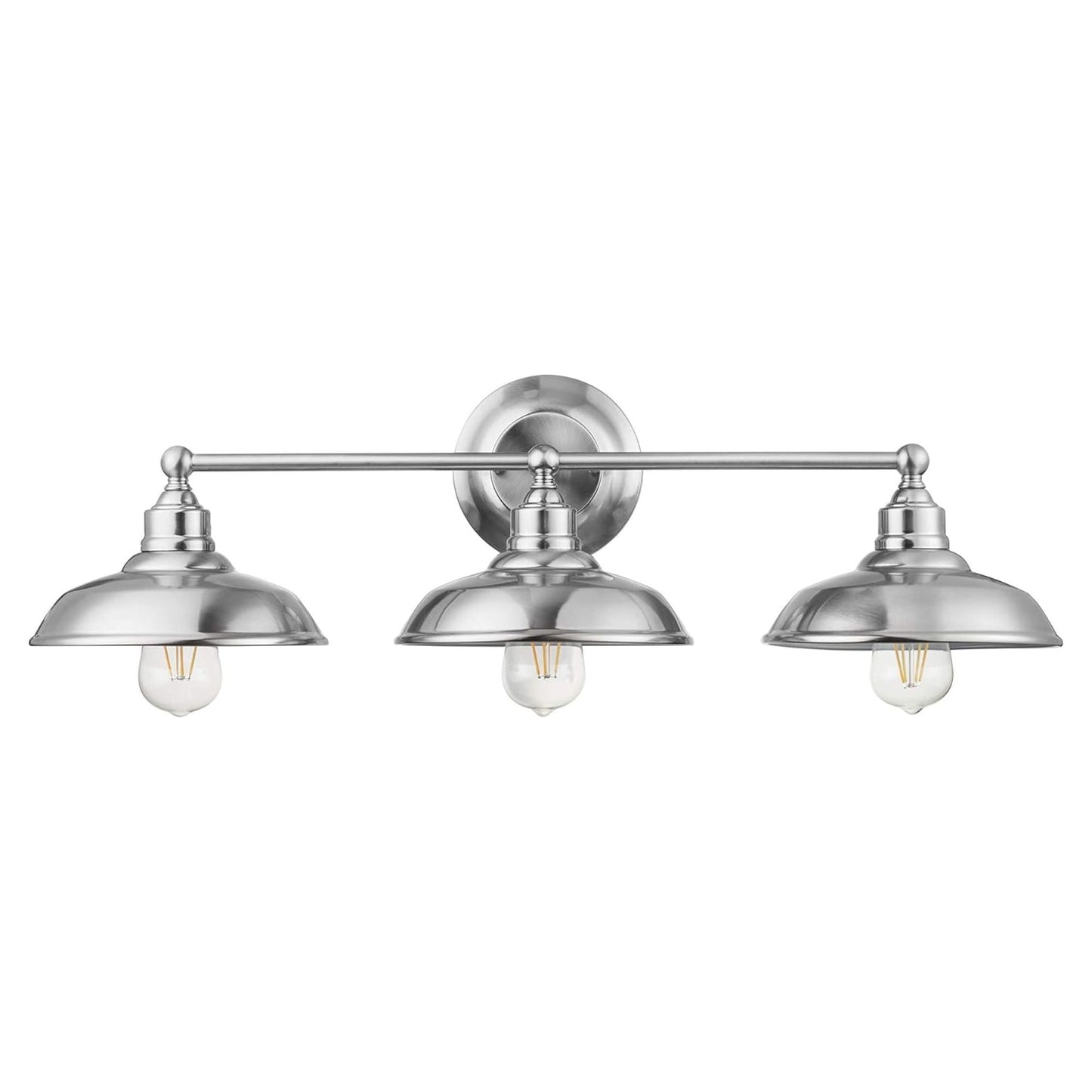 Prominence Home Lyndan 3 Light Industrial Bathroom Vanity Light, Brushed Nickel