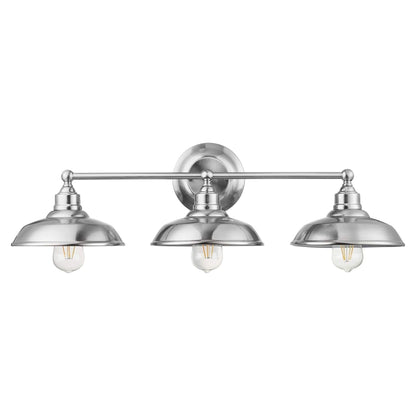 Prominence Home Lyndan 3 Light Industrial Bathroom Vanity Light, Brushed Nickel