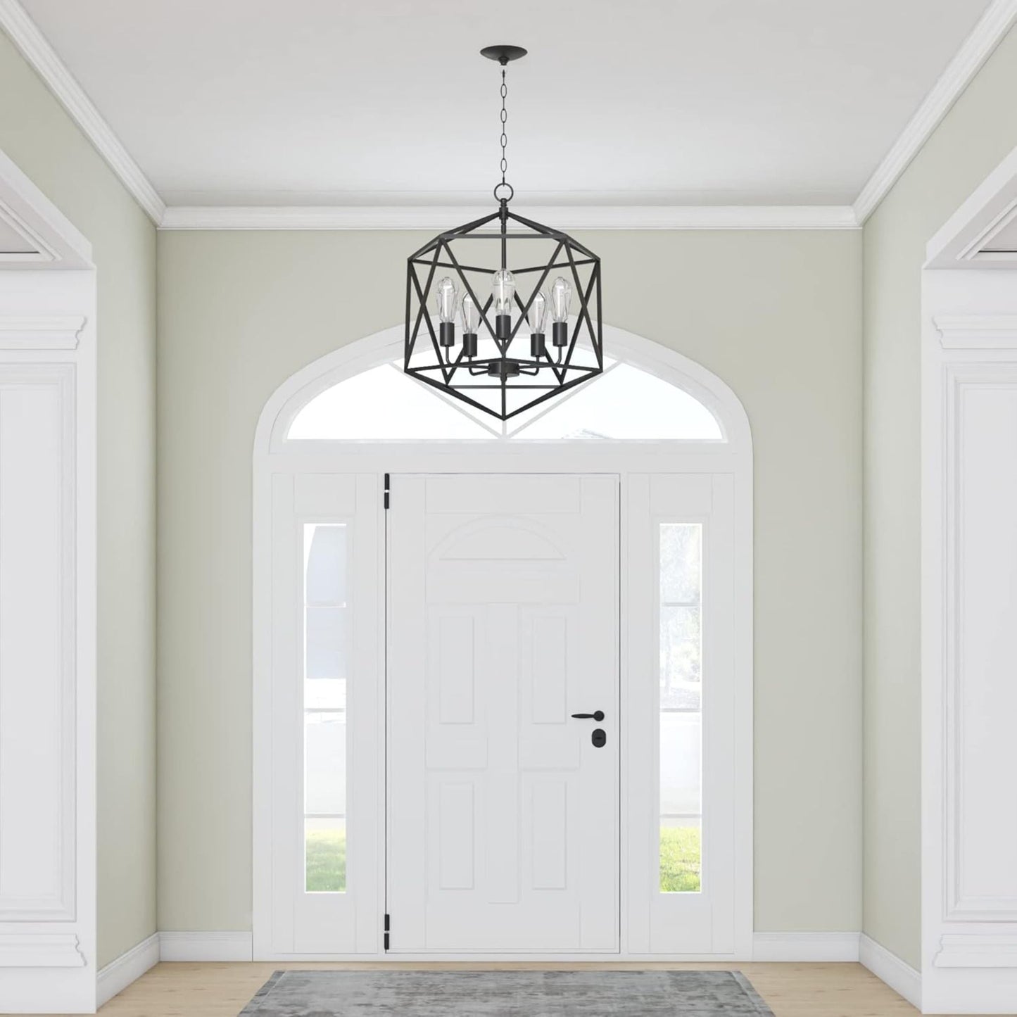 Prominence Home 5 Light Chandelier Pendant Lighting Fixture, Heleo, Matte Black