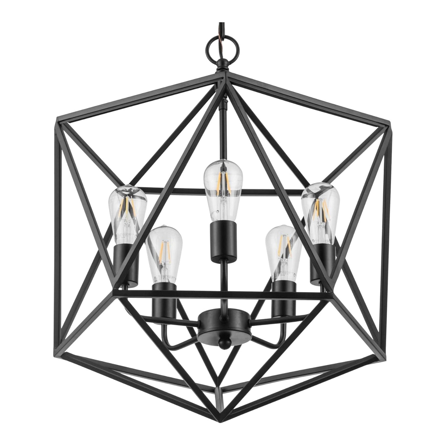 Prominence Home 5 Light Chandelier Pendant Lighting Fixture, Heleo, Matte Black