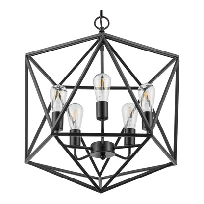 Prominence Home 5 Light Chandelier Pendant Lighting Fixture, Heleo, Matte Black