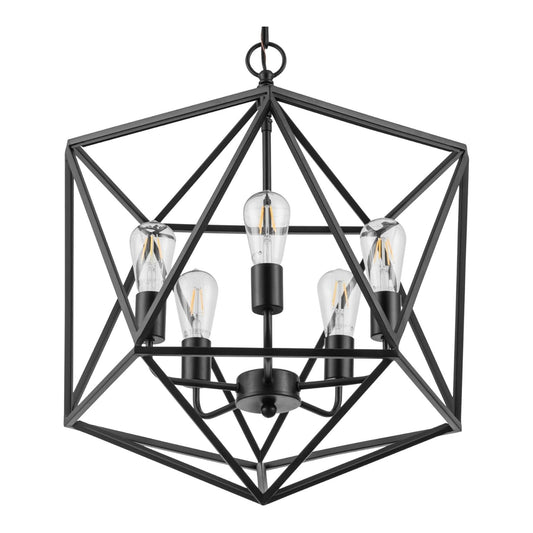 Prominence Home 5 Light Chandelier Pendant Lighting Fixture, Heleo, Matte Black
