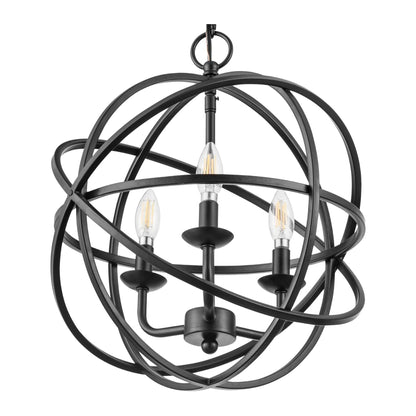 Prominence Home 3 Light Chandelier Pendant Lighting Fixture, Birchberry, Black