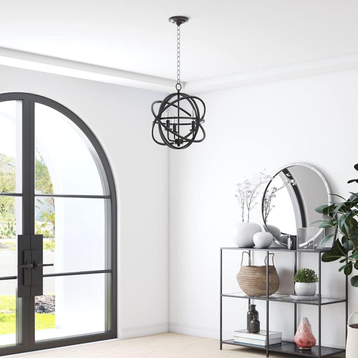 Prominence Home 3 Light Chandelier Pendant Lighting Fixture, Birchberry, Black