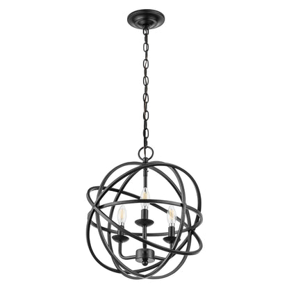 Prominence Home 3 Light Chandelier Pendant Lighting Fixture, Birchberry, Black