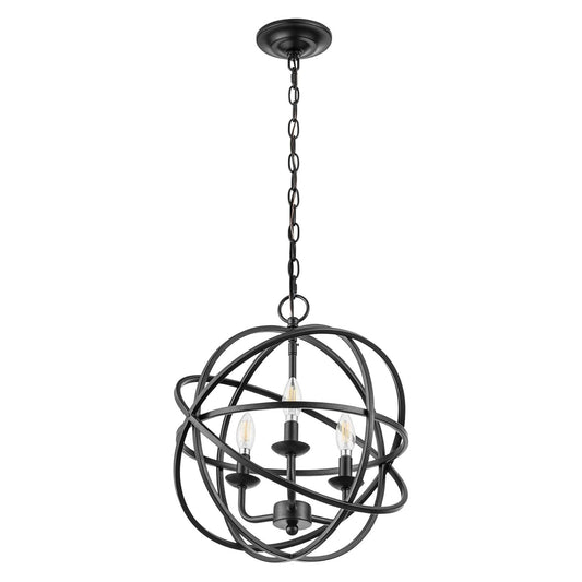 Prominence Home 3 Light Chandelier Pendant Lighting Fixture, Birchberry, Black