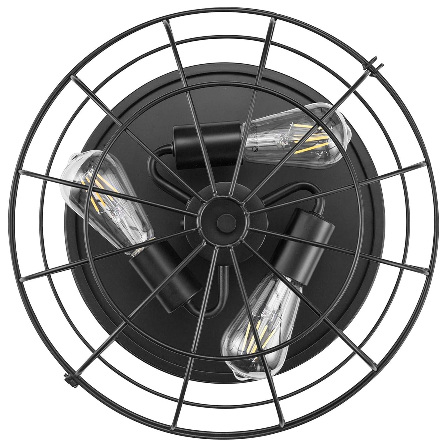 Prominence Home Lincoln Woods 15" Flush Ceiling Mount Light with Cage, Black