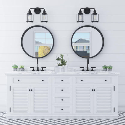 Prominence Home Lincoln Woods 2 Light Industrial Bathroom Vanity Light, Black