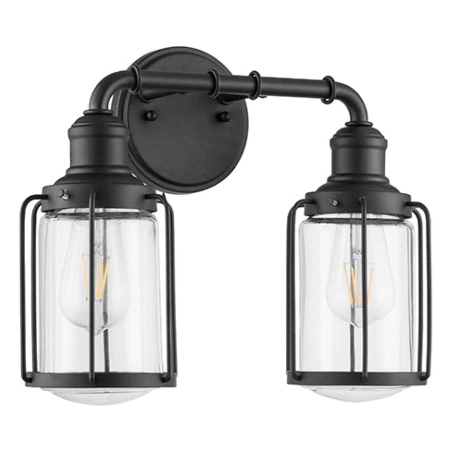 Prominence Home Lincoln Woods 2 Light Industrial Bathroom Vanity Light, Black