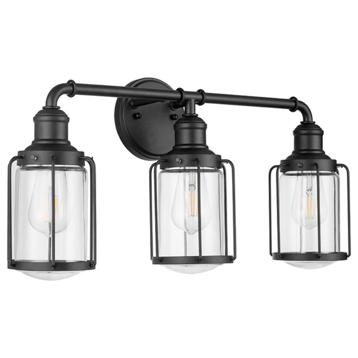 Prominence Home Lincoln Woods 3 Light Industrial Bathroom Vanity Light, Black