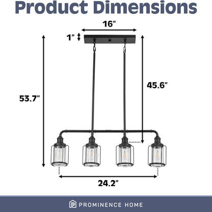 Prominence Home Lincoln Woods 4 Light Kitchen Island Linear Pendant Bar Light