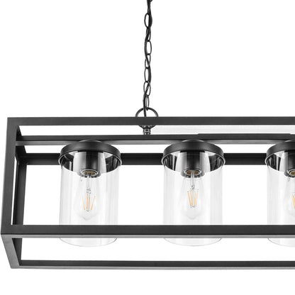 Prominence Home Sitka 4 Light Kitchen Island Linear Pendant Chandelier, Black