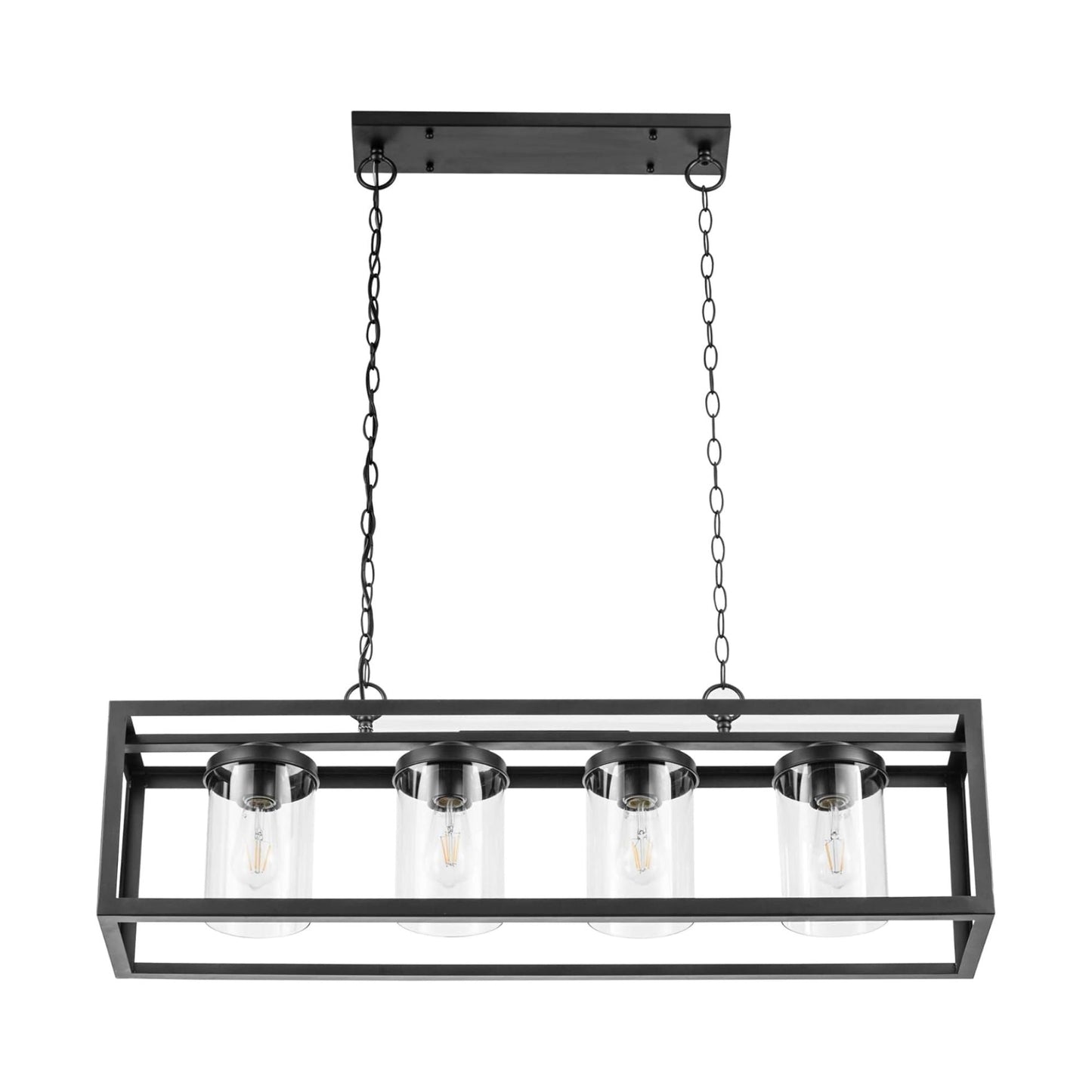 Prominence Home Sitka 4 Light Kitchen Island Linear Pendant Chandelier, Black
