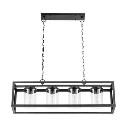 Prominence Home Sitka 4 Light Kitchen Island Linear Pendant Chandelier, Black