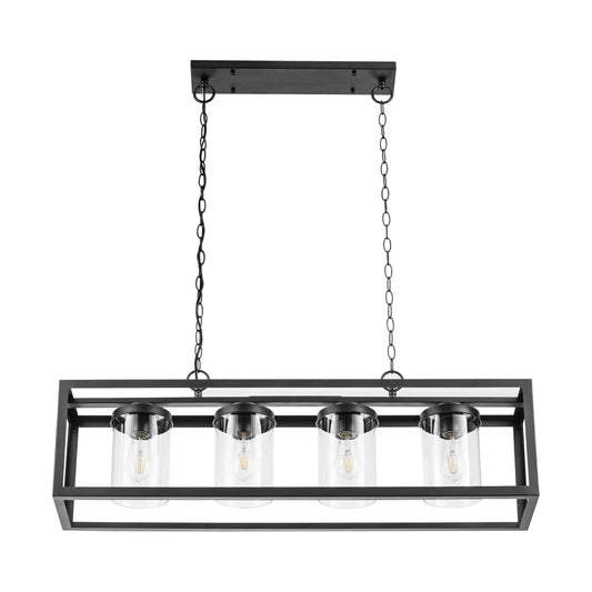 Prominence Home Sitka 4 Light Kitchen Island Linear Pendant Chandelier, Black