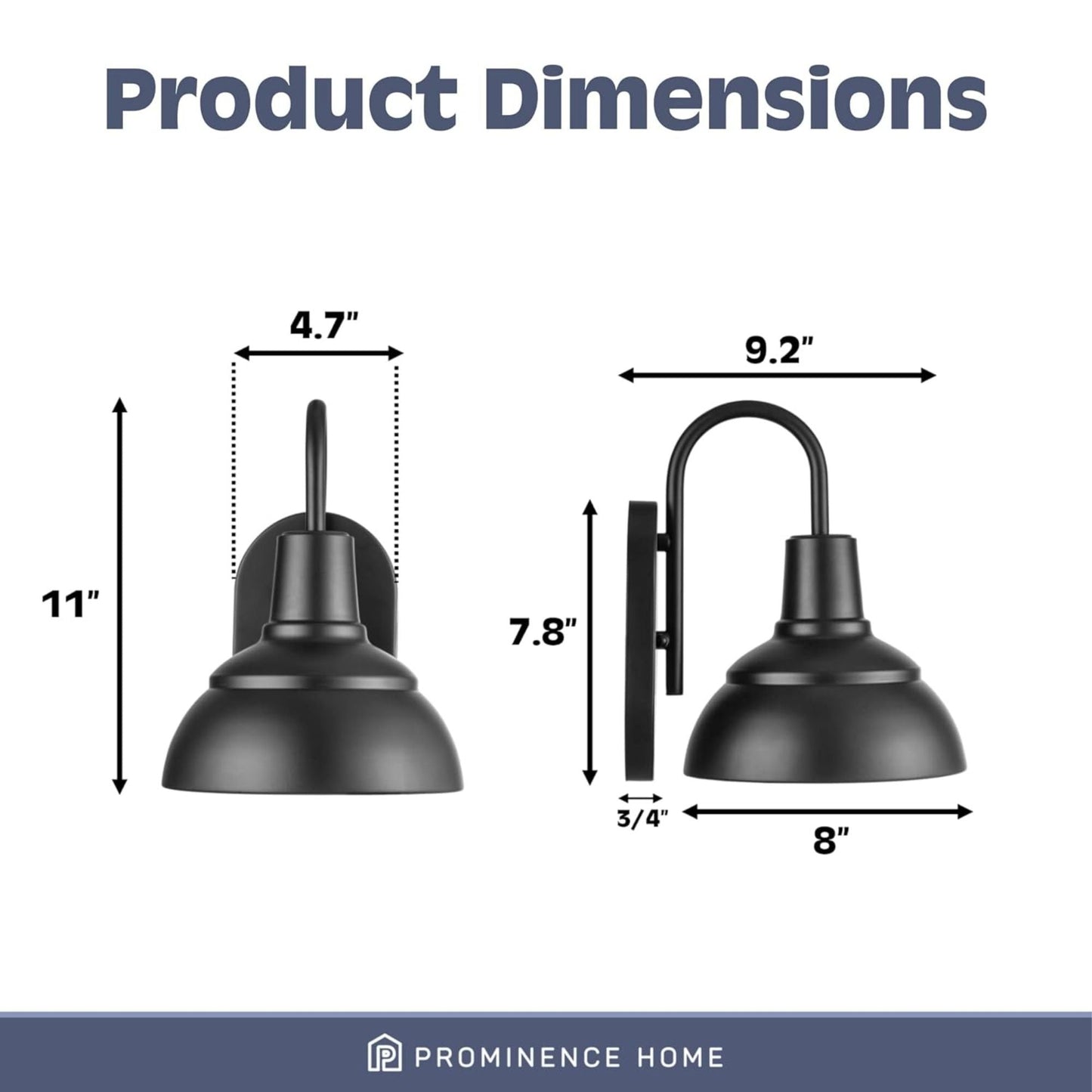 Prominence Home Brightondale Industrial Outdoor Scone Lantern Coach Light, Black