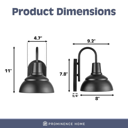 Prominence Home Brightondale Industrial Outdoor Scone Lantern Coach Light, Black