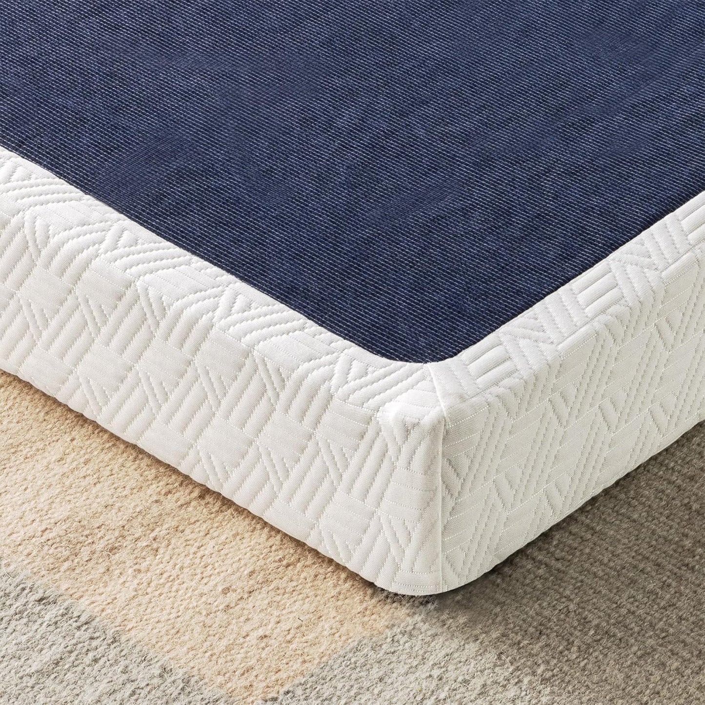 Best Price Mattress 4-Inch Metal Box Spring with Sturdy Steel Frame, Twin, Blue