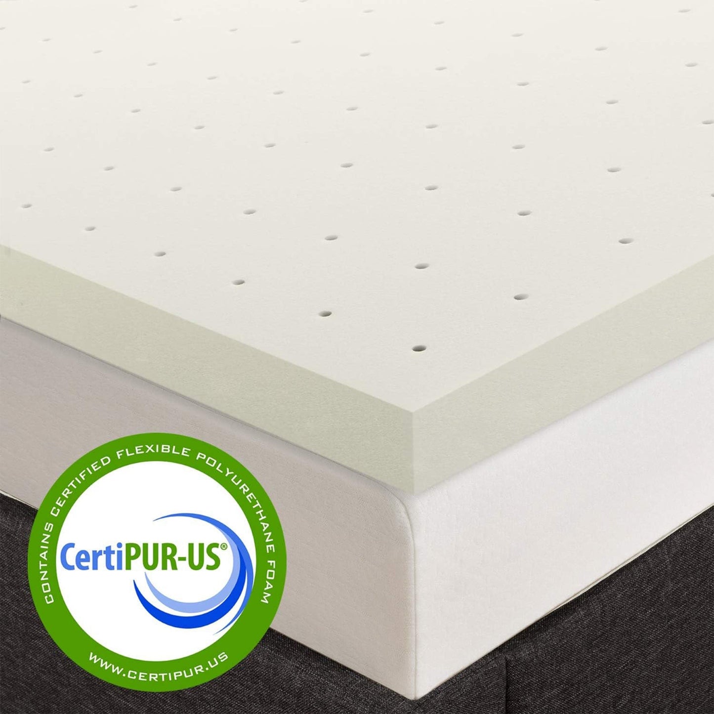 Best Price Mattress 2.5-Inch Ventilated Memory Foam Mattress Topper, Short Queen