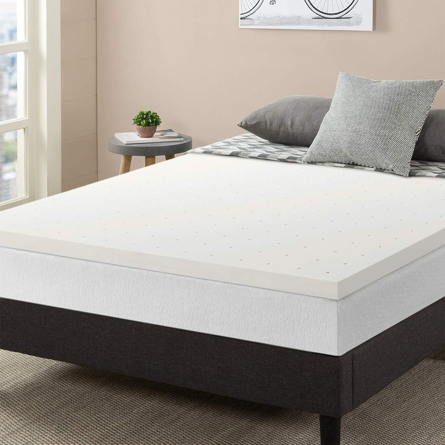 Best Price Mattress 2.5-Inch Ventilated Memory Foam Mattress Topper, Short Queen