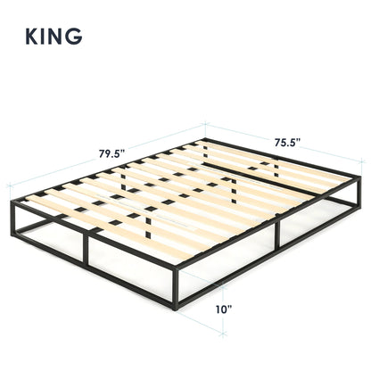 Mellow Modernista 10" Metal Platform Bed Frame with Slat Foundation, King, Black