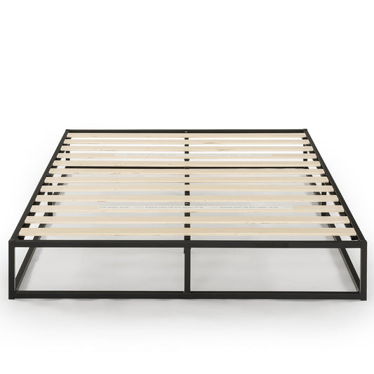 Mellow Modernista 10" Metal Platform Bed Frame with Slat Foundation, King, Black