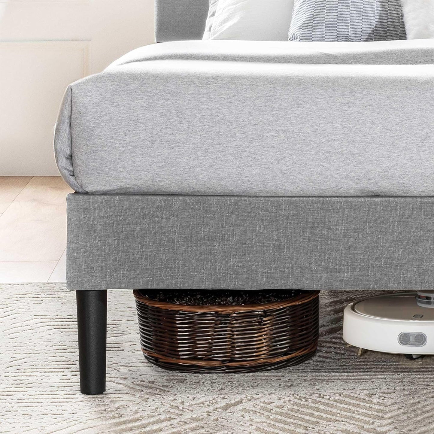 Mellow Olena Upholstered Platform Bed Frame with Diamond Tufted Headboard, Queen