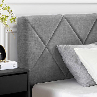 Mellow Olena Upholstered Platform Bed Frame with Diamond Tufted Headboard, Queen
