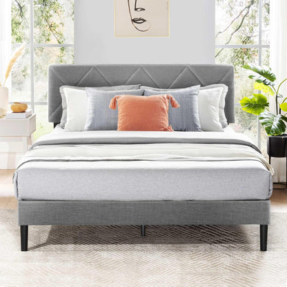 Mellow Olena Upholstered Platform Bed Frame with Diamond Tufted Headboard, Queen