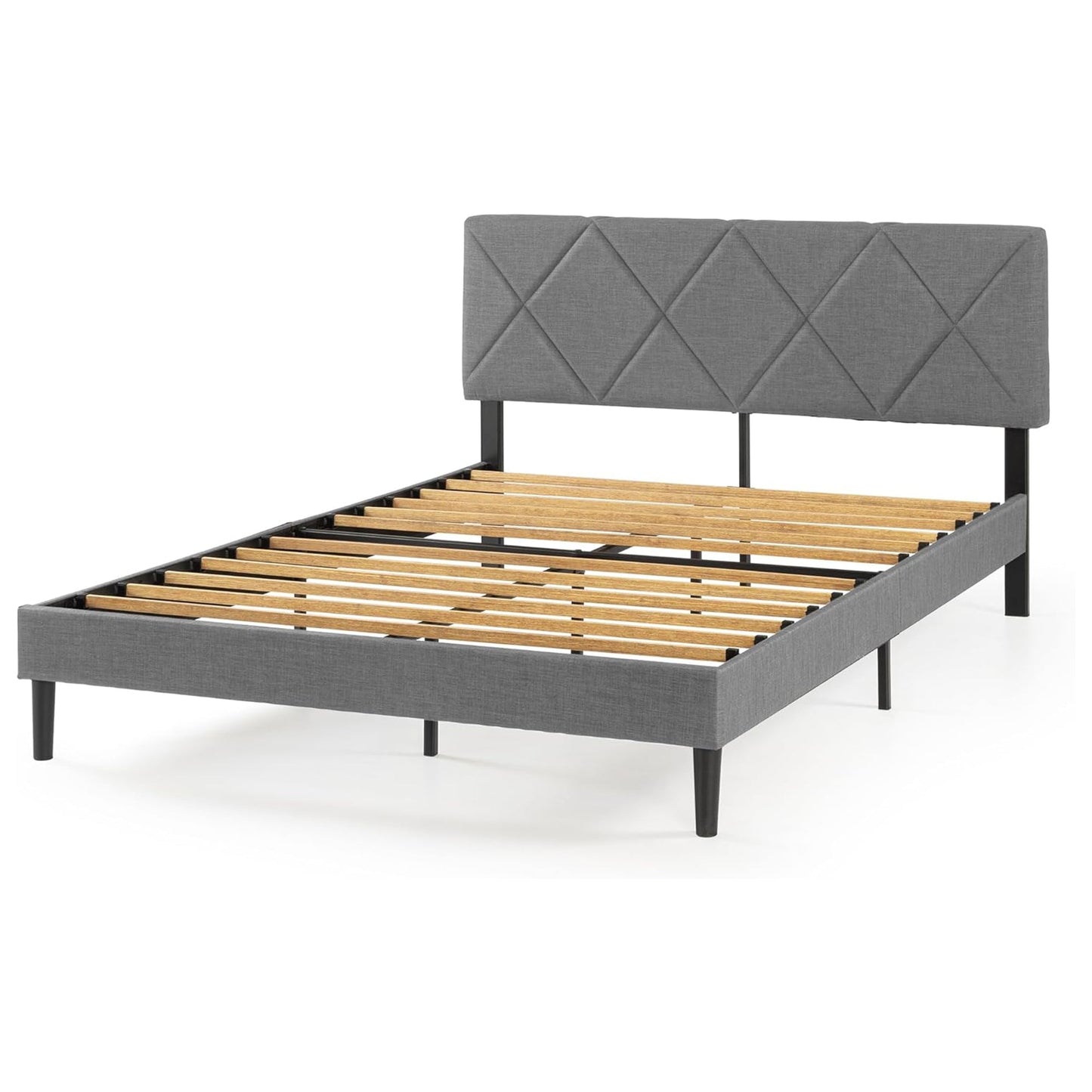 Mellow Olena Upholstered Platform Bed Frame with Diamond Tufted Headboard, Queen