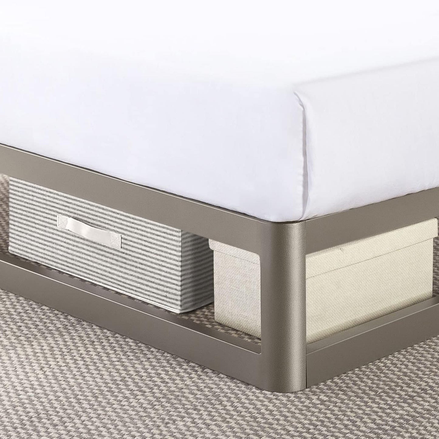 Mellow 9-Inch Metal Platform Bed Frame with Mattress Foundation, King, Gray