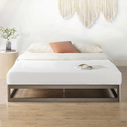 Mellow 9-Inch Metal Platform Bed Frame with Mattress Foundation, King, Gray